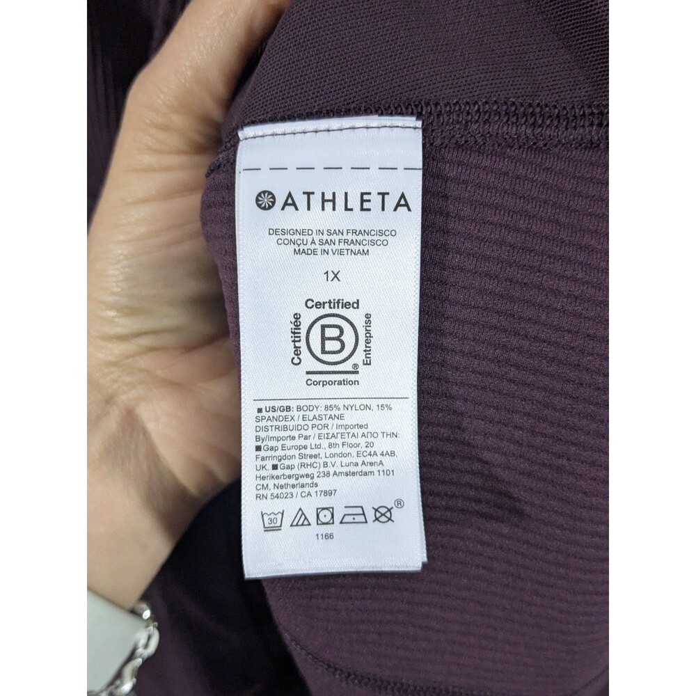 Athleta Salutation Ribbed Full Zip Jacket in Cabernet Plus Size 1X Thumbholes - Picture 8 of 10